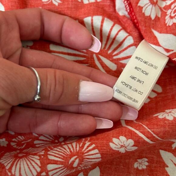 Double Zero blouse top flowy cold shoulder red/blue Hawaiian SZ SM 100% cotton - Picture 4 of 8